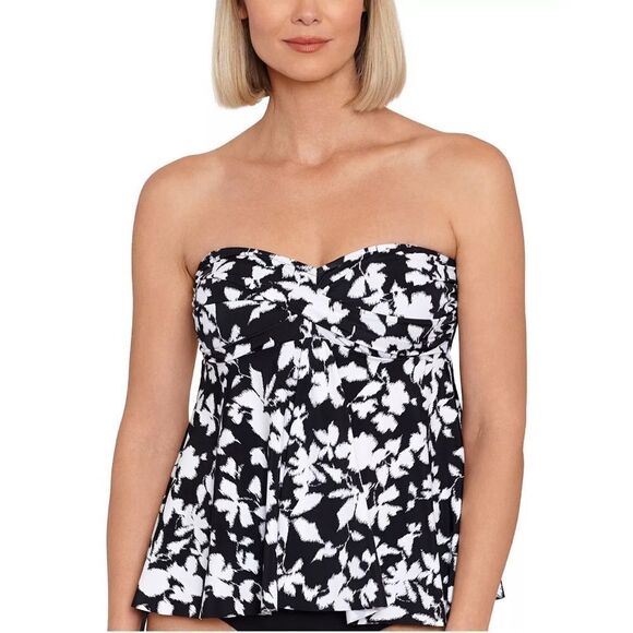 NWT Swim Solutions OPPOSITES ATTRACT Printed Flyaway Tankini Swim Top - Picture 1 of 6